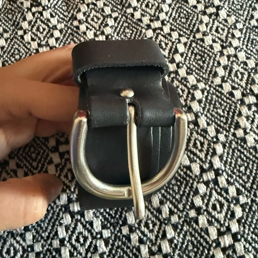 Ava & Viv Black Leather Belt 1” with Silver Hardware NWOT